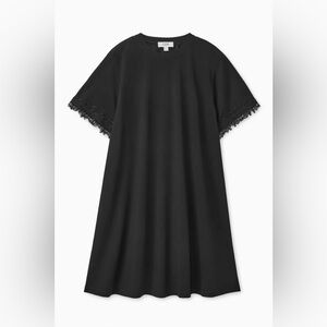 COS Lace Trimmed T-Shirt Dress Black XS